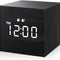 Digital Alarm Clock, with Wooden Electronic LED Time Display, Dual Alarm, 2.5-Inch Cubic Small Mini Wood Made Electric Clocks for Bedroom, Bedside, Desk, Black